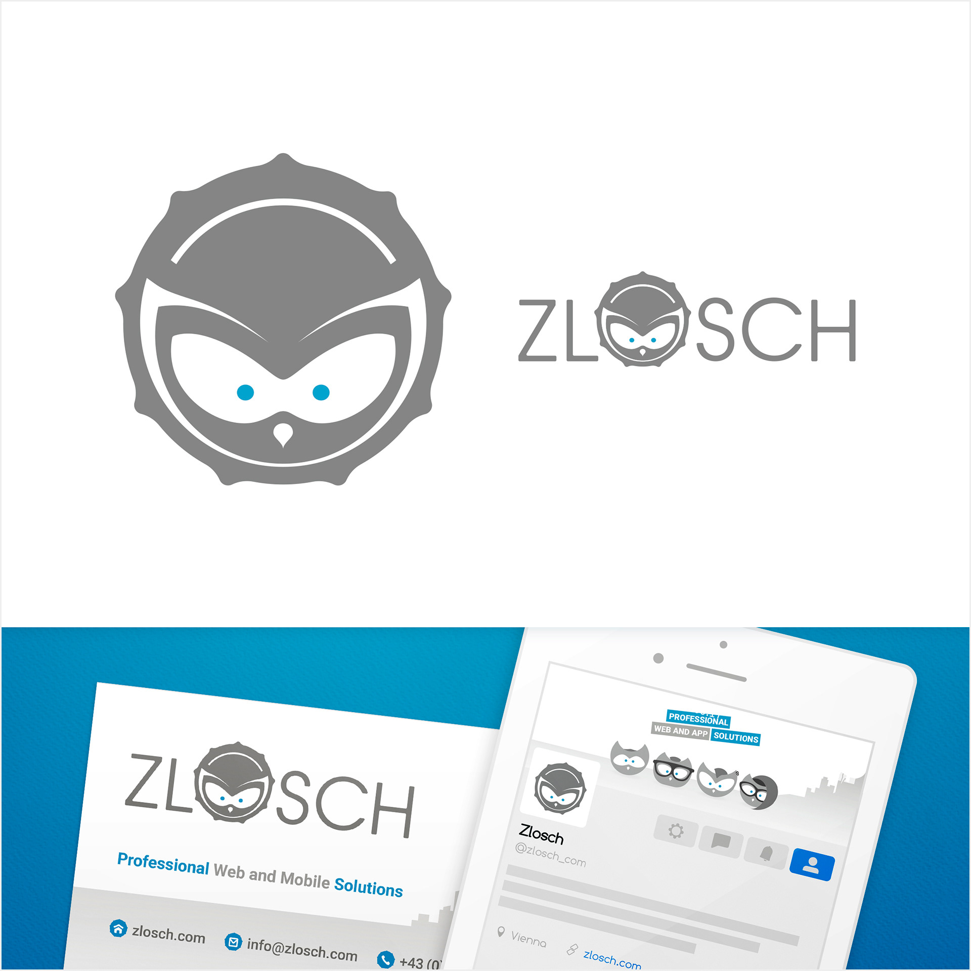 Logo Design, Logo Use on Businesscard, Twitter Header on iphone