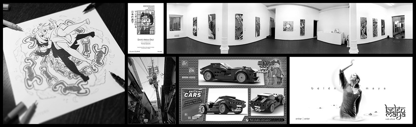 Personal projects about my comics, Painting exhibition at Galería Edurne, Lego, Japan, Belen Maya. By David Ardila