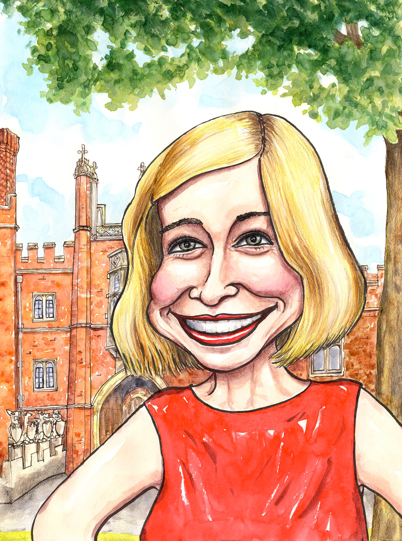 BBC Television history presenter Lucy Worsley caricature