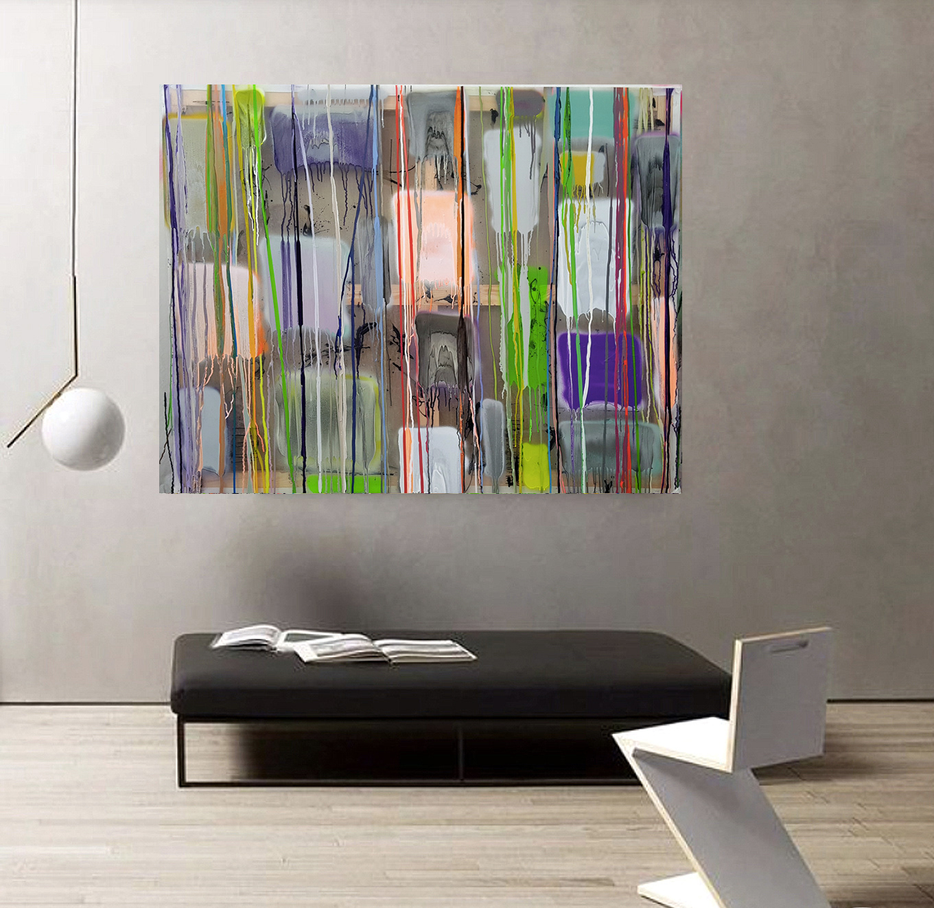 Peinture 210323- 114x146cm/44,8’x57,5' - Polymer and spray paint on polycarbonate, on returned canvas