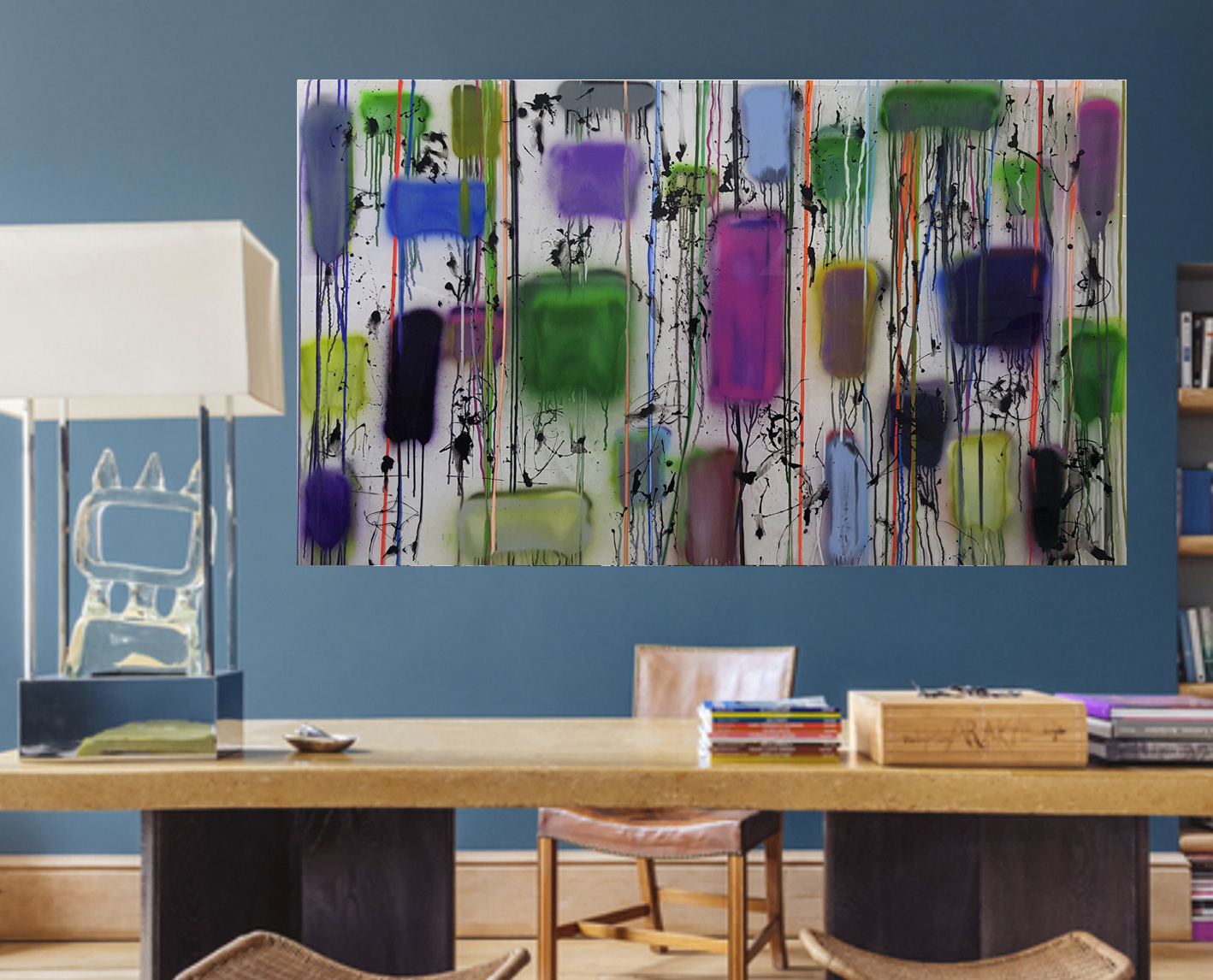 Peinture 210123 - 114x195cm/44,8’x76,7’ - Polymer and spray paint on polycarbonate, on canvas