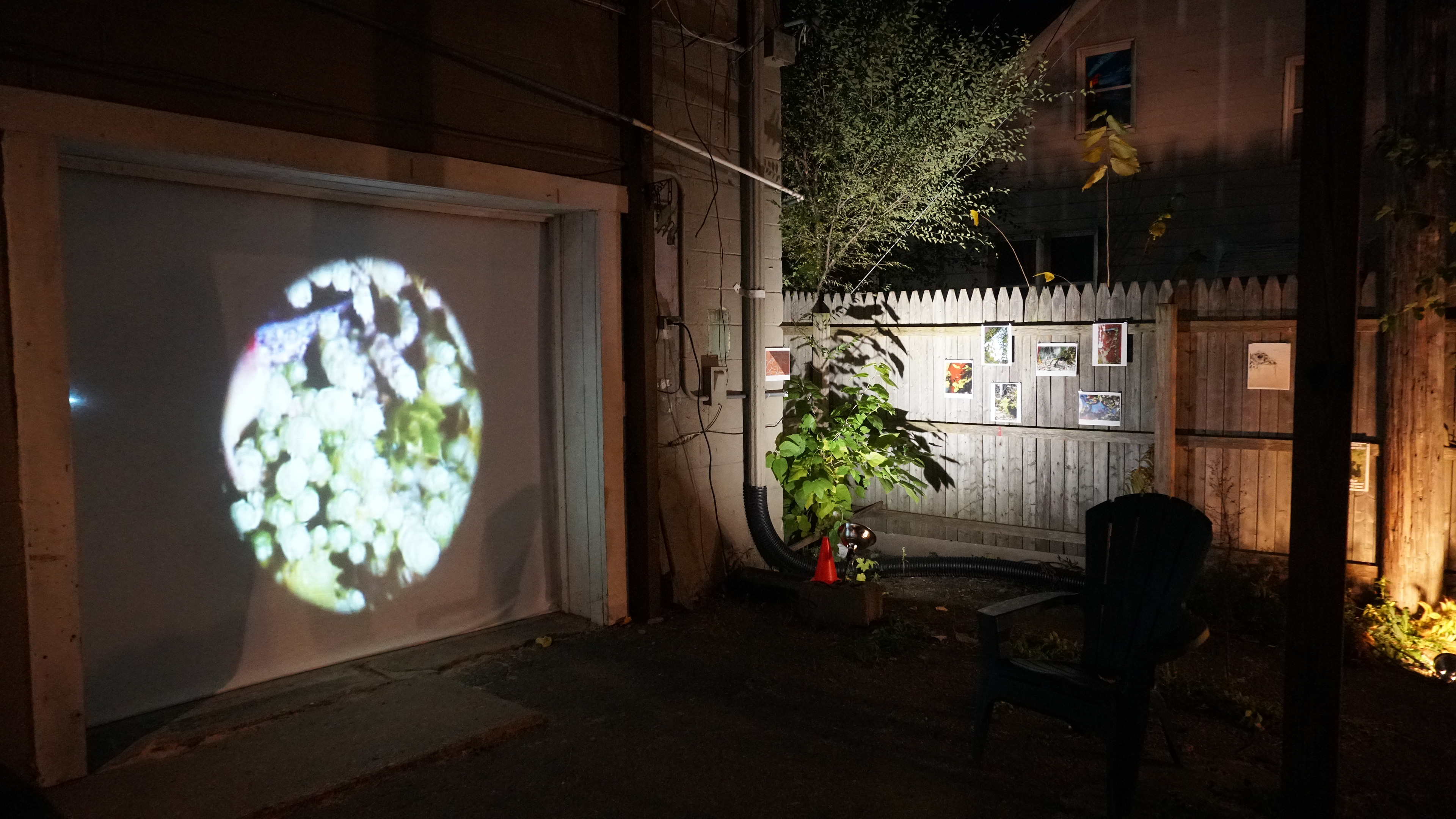 Exhibition view, projection and photos