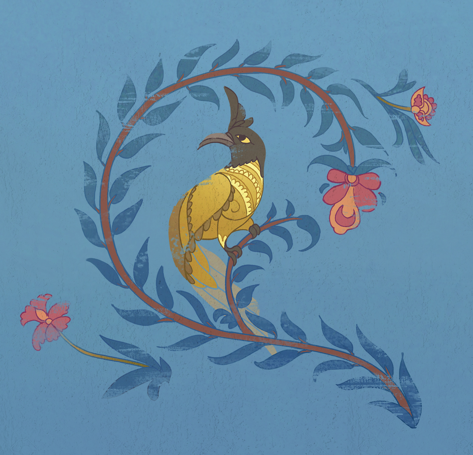 wall mural featuring the black-crested bulbul