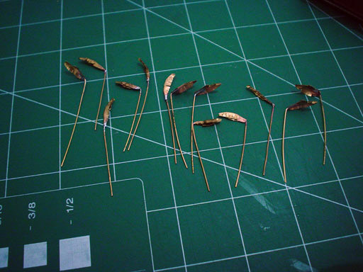 Banana tree leaves made out of thin brass sheets.
