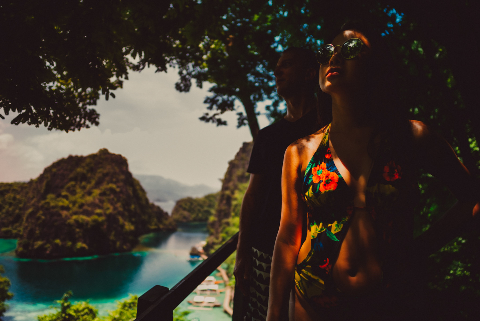 Moody couple portraits at Kayangan Lake View Deck, from Renaud and Kat's island hopping adventure session in Coron, Palawan, Philippines, Southeast Asia, August 2018, Leica M