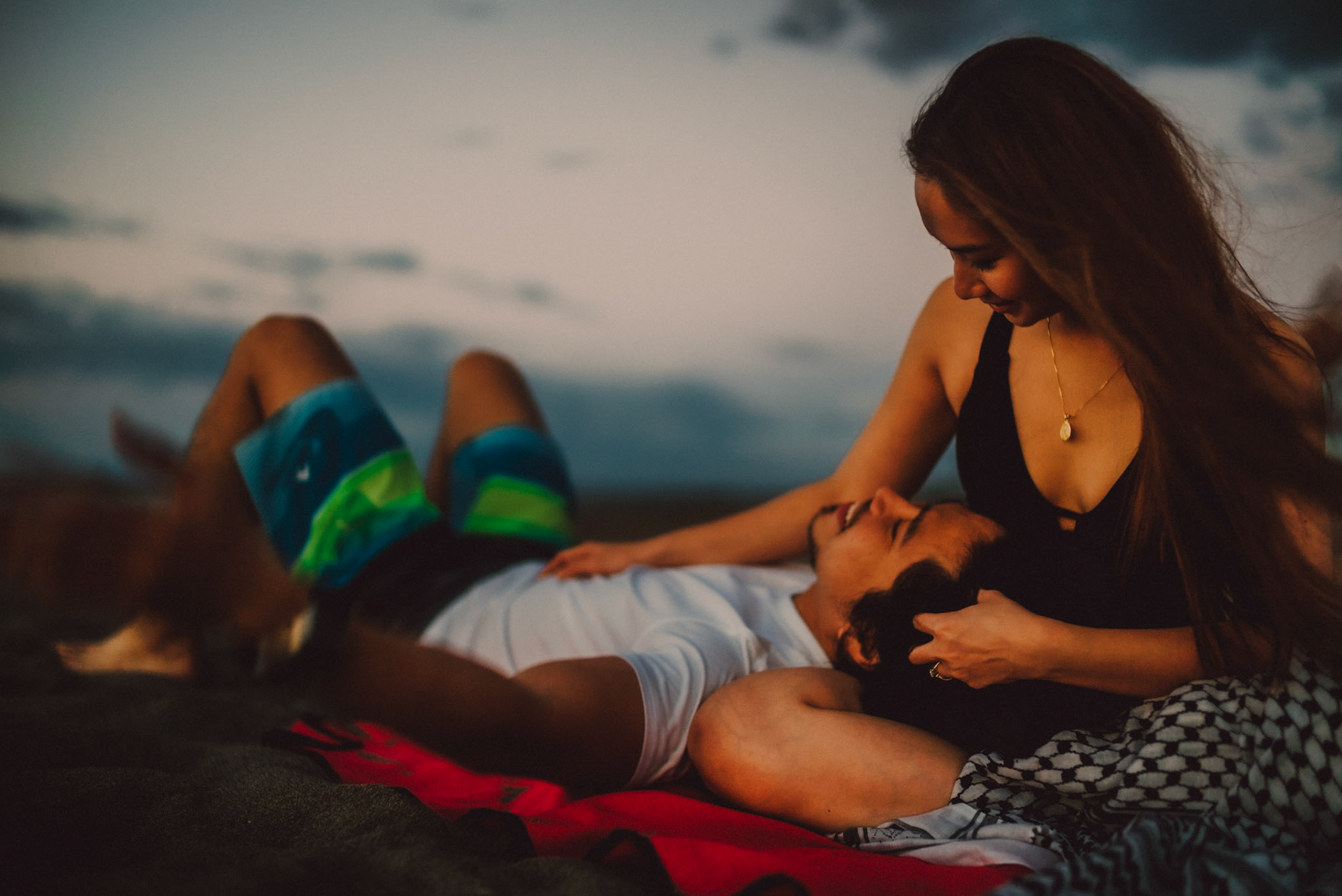 Blue hour couple portraits, from Koke and Pam's chill and outdoorsy prenup photoshoot in Bonuan Beach, Dagupan, Pangasinan, Philippines, Southeast Asia, November 2015, Sony A7S.