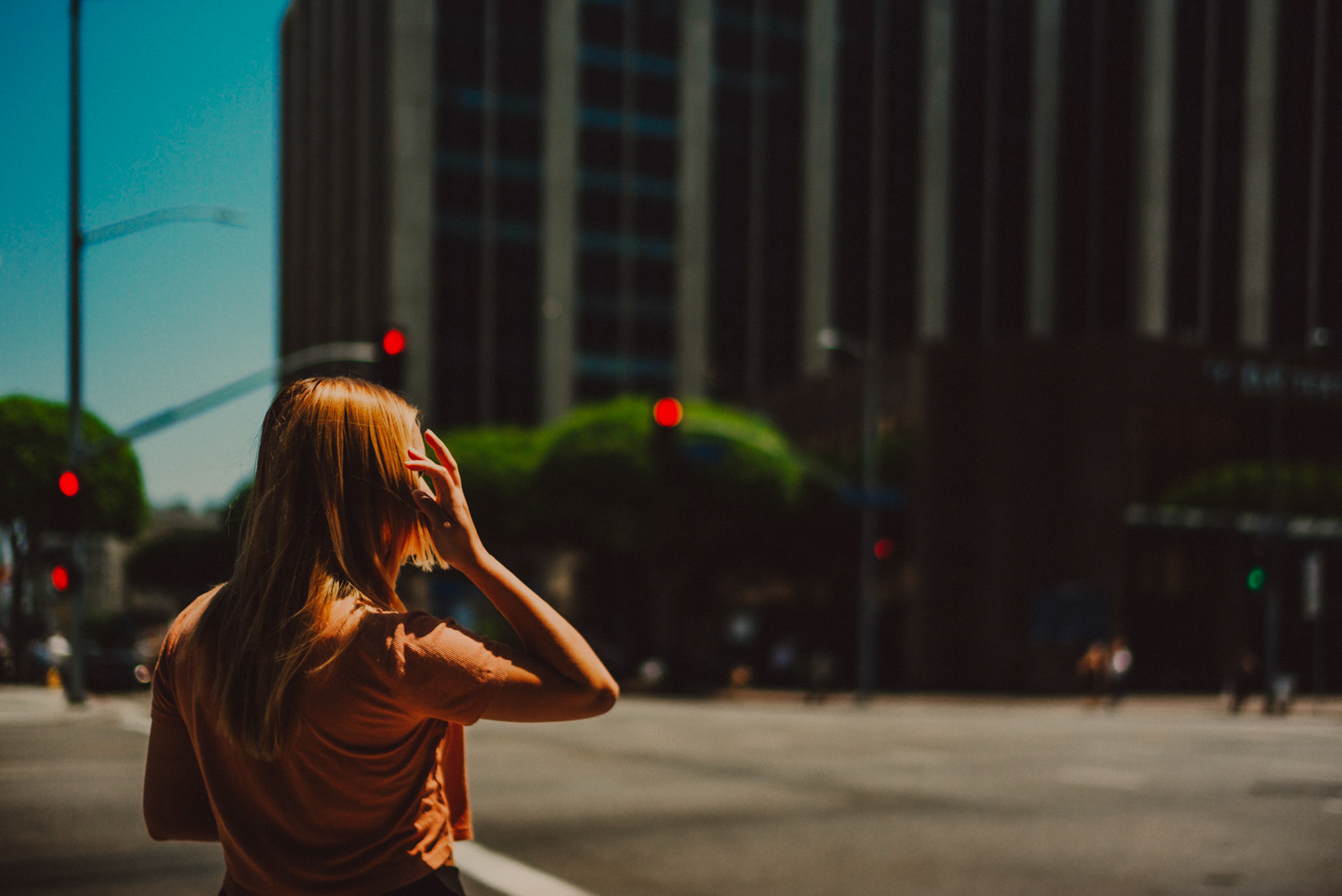 A pedestrian in DTLA's Fashion District, Los Angeles, California, USA, July 2018, Leica M.