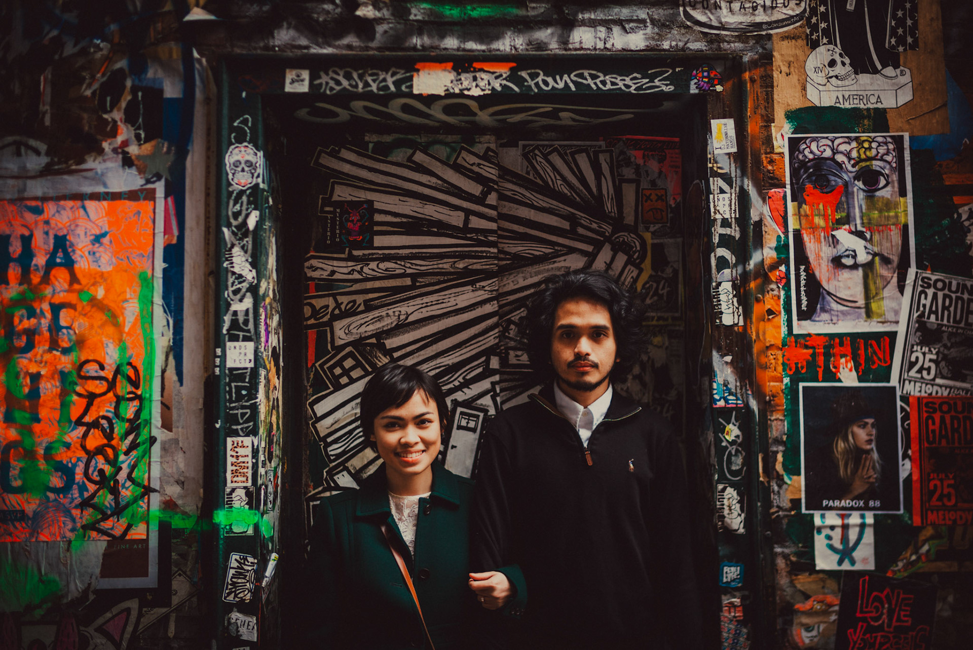 Street style couple portraits in SOHO, from AC &amp; Winona's casual and chill engagement shoot in Manhattan, New York City, USA, December 2017, Leica M.