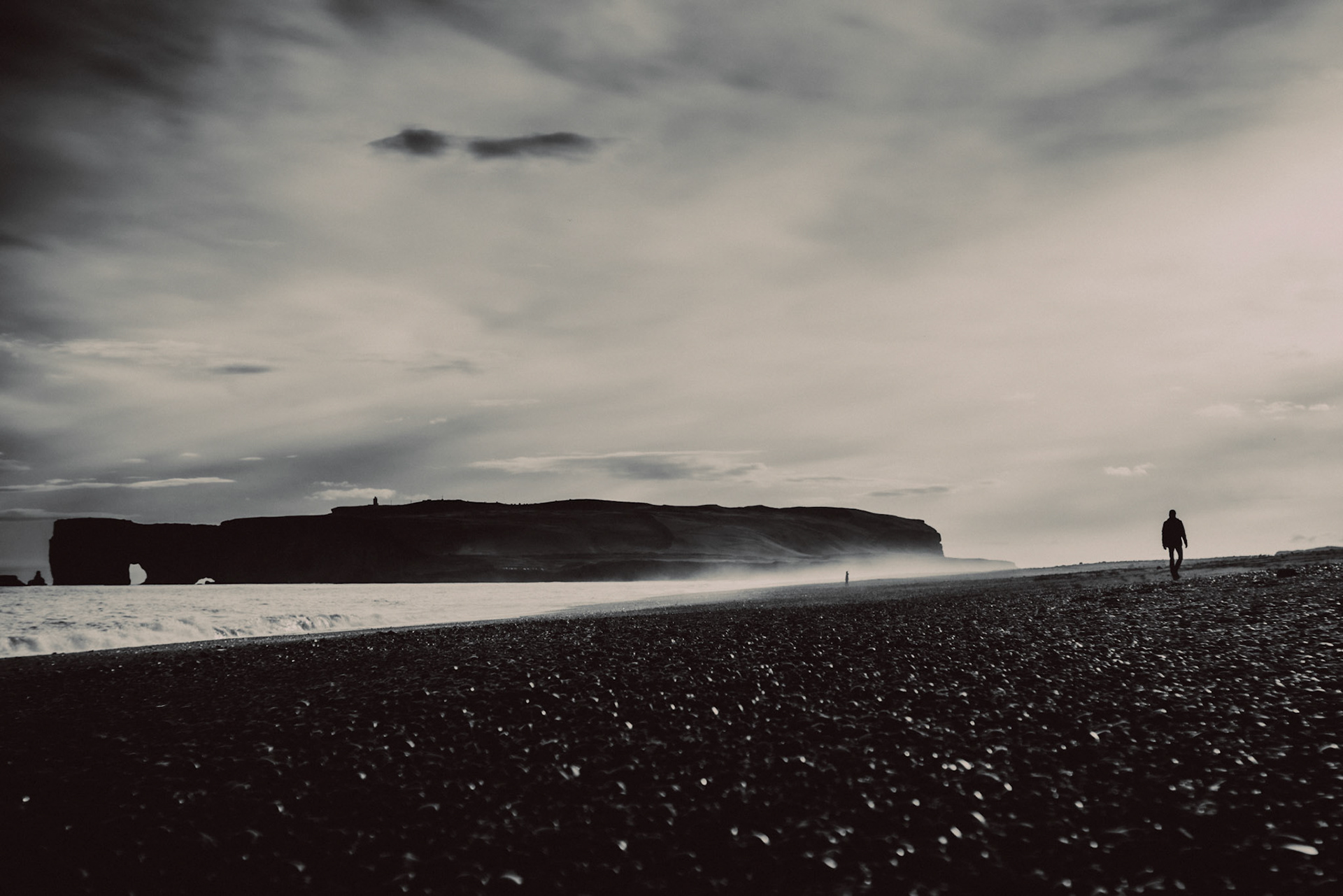 Imagine dropping your car keys - with a round black keychain - here in this black pebble beach, Reynisfjara, Iceland, May 2016, Sony A7RII.
