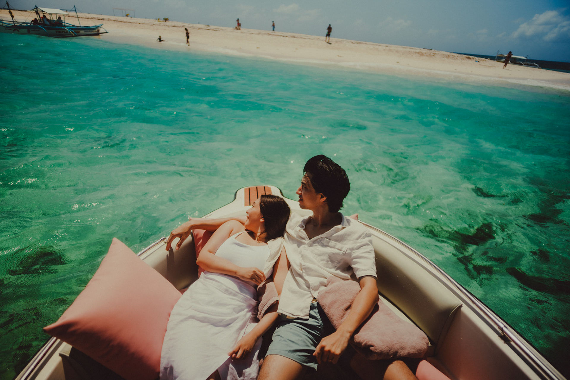 Newlywed portraits in Naked Island, from Jeo and Bianca's island hopping honeymoon couple portrait shoot in Siargao Island, Philippines, Southeast Asia, February 2020, Sony A7III