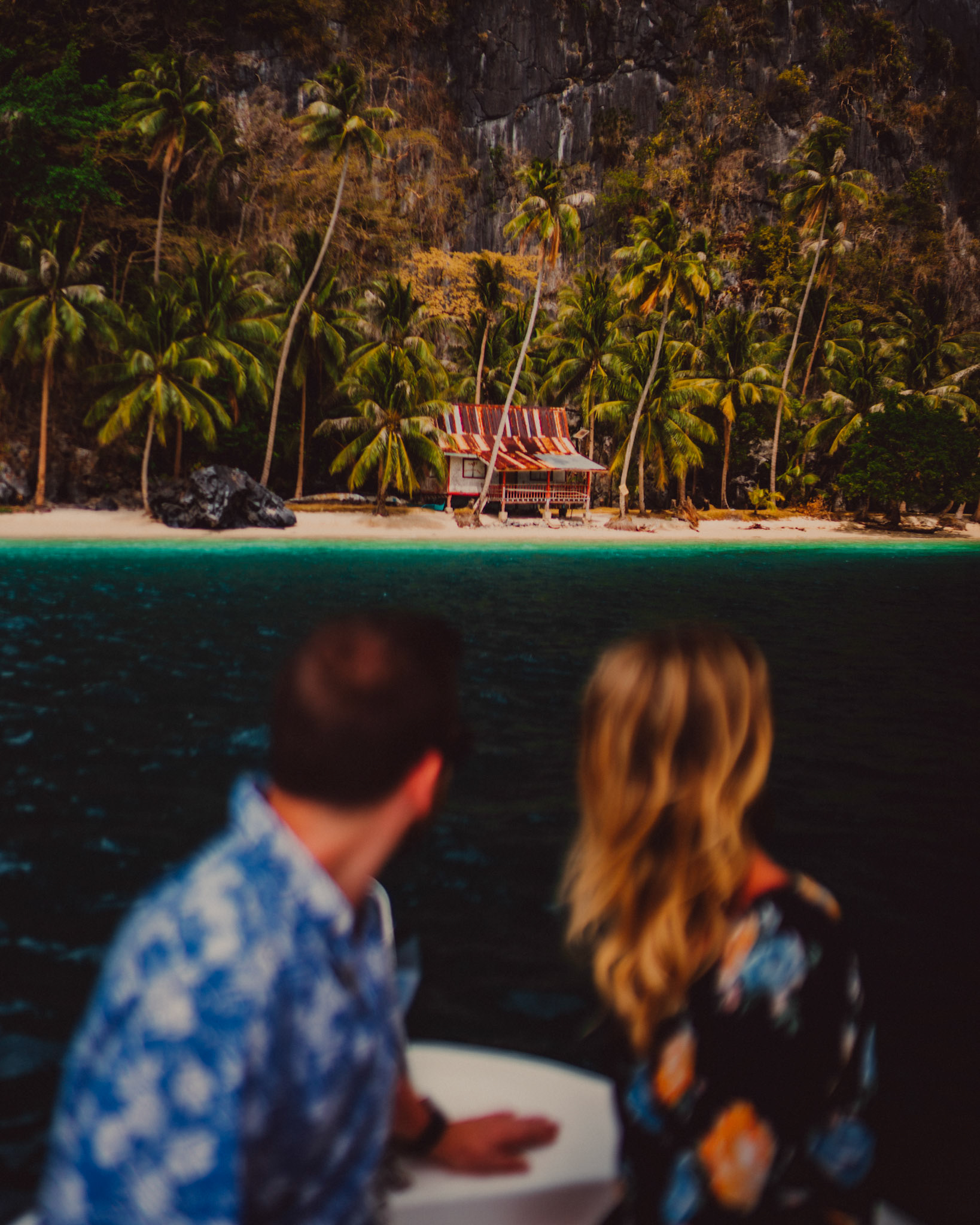 Couple portraits during an island hopping adventure tour with Skipper Charters, Pinagbuyutan Island, El Nido Palawan, Philippines, Southeast Asia, March 2019, Sony A7III.