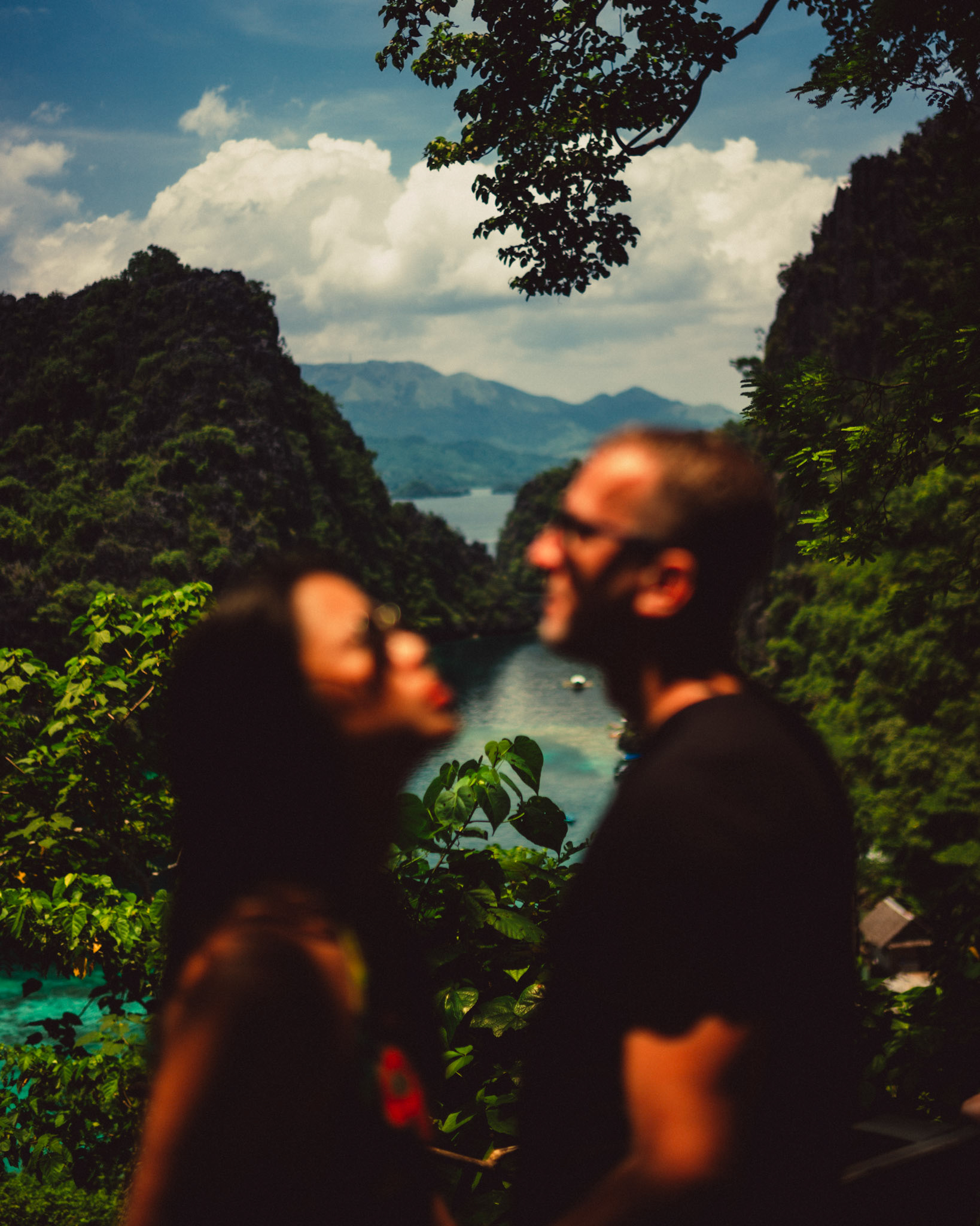 Moody couple portraits at Kayangan Lake View Deck, from Renaud and Kat's island hopping adventure session in Coron, Palawan, Philippines, Southeast Asia, August 2018, Leica M