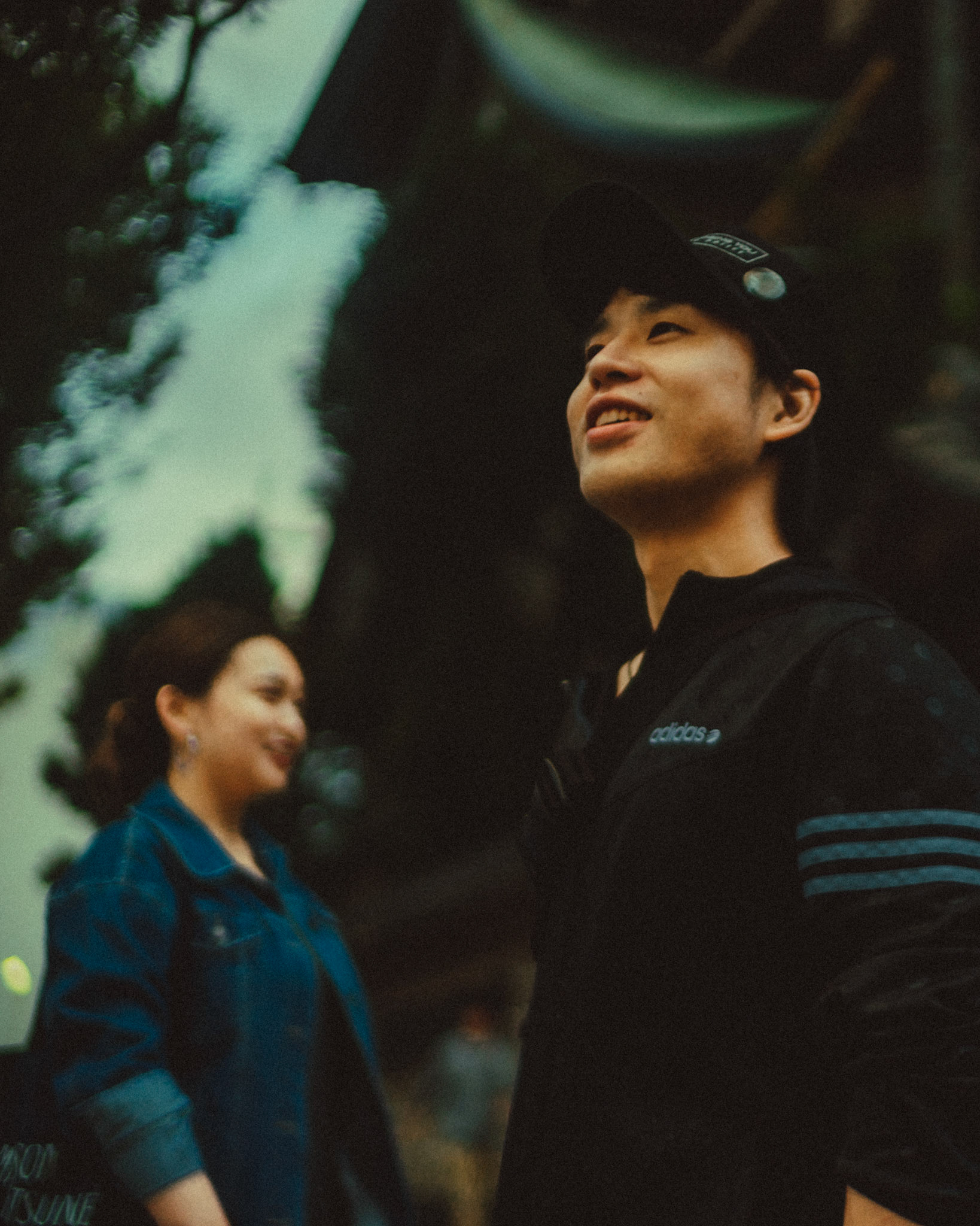 Street-style pre-wedding and engagement portraits outside Mangyoji Temple in Fukuoka, Japan, October 2018, Sony A7SII.