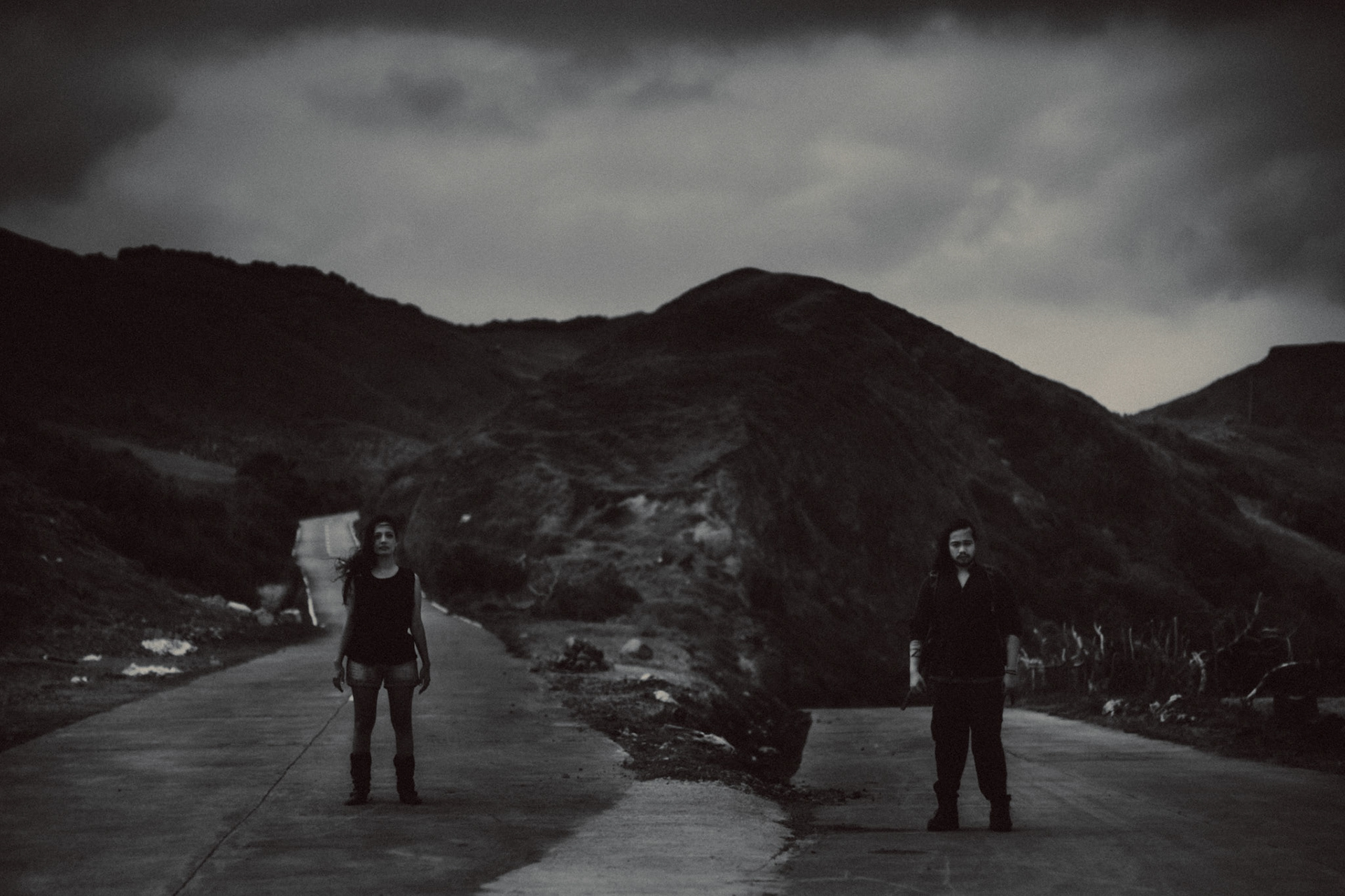 Backpacker adventure couple portraits at the Alapad Rock Formation, Batanes, Philippines, Southeast Asia, November 2014, Canon EOS 6D.