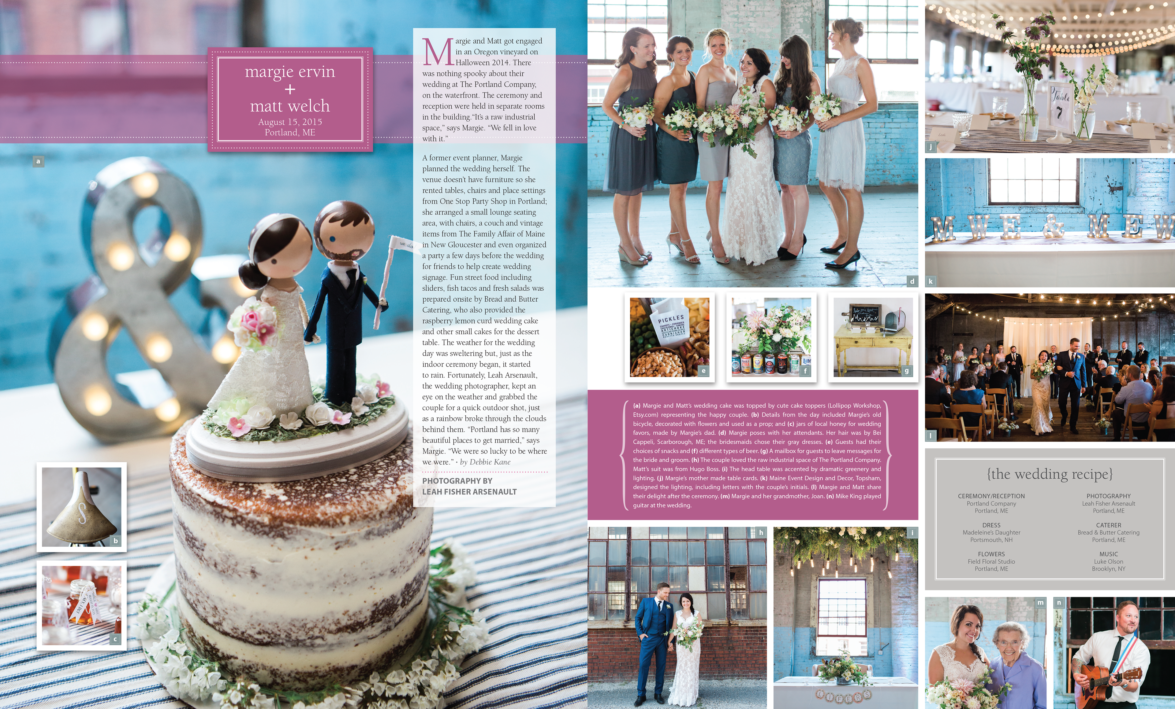 Publication Seacoast Weddings magazine spread design created by Artist and Graphic Designer Brett Davis, based in Toronto, Ontario.