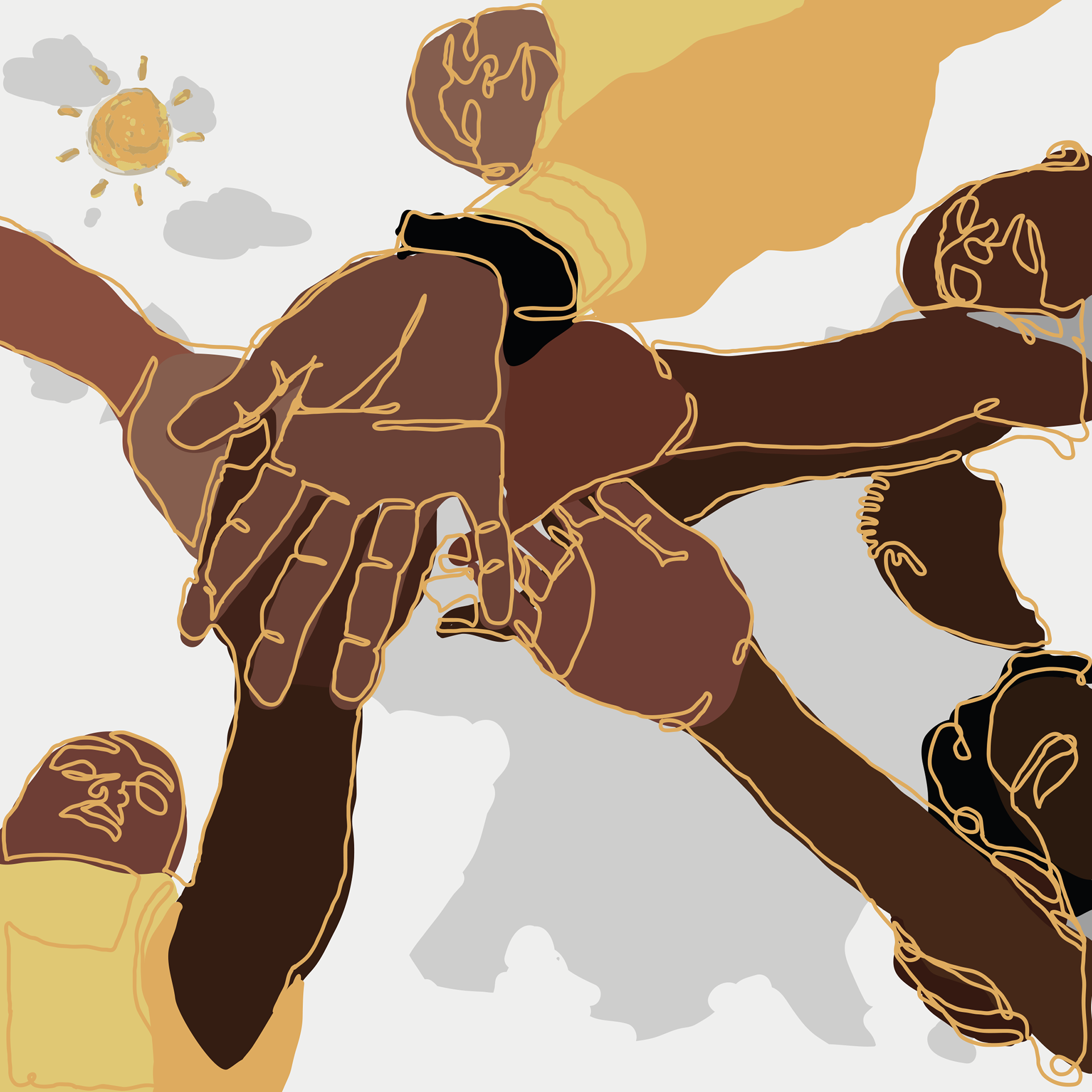 Kano's Hoodies All Summer album artwork vectorised, colourised and with a one line overlay
