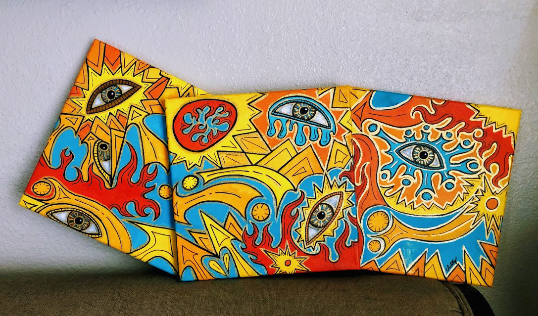 Broken Eyes Painting: Visual Chaos (13" x 27")