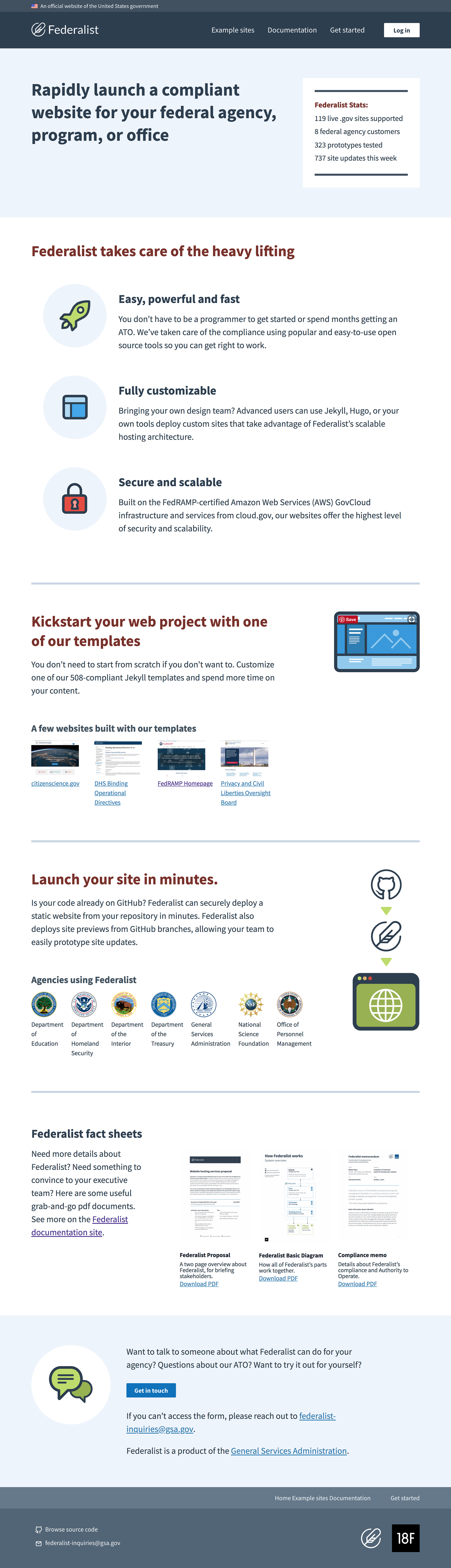 Example of final Federalist web page, scrolling
