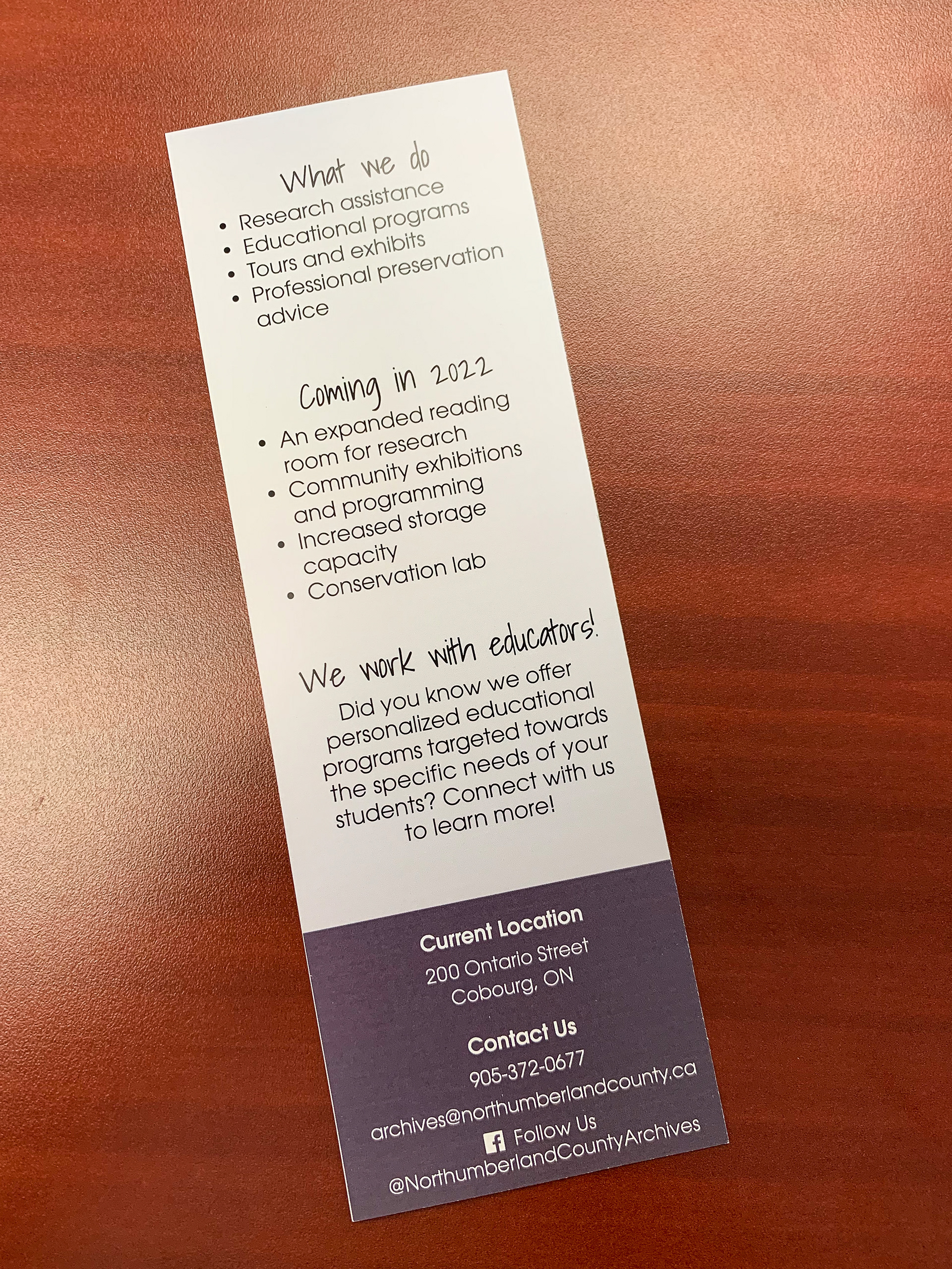 NCAM Bookmark (back view)