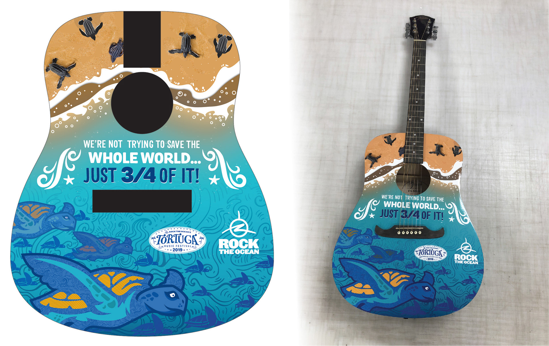 Rock The Ocean - Acoustic Guitar Turtle