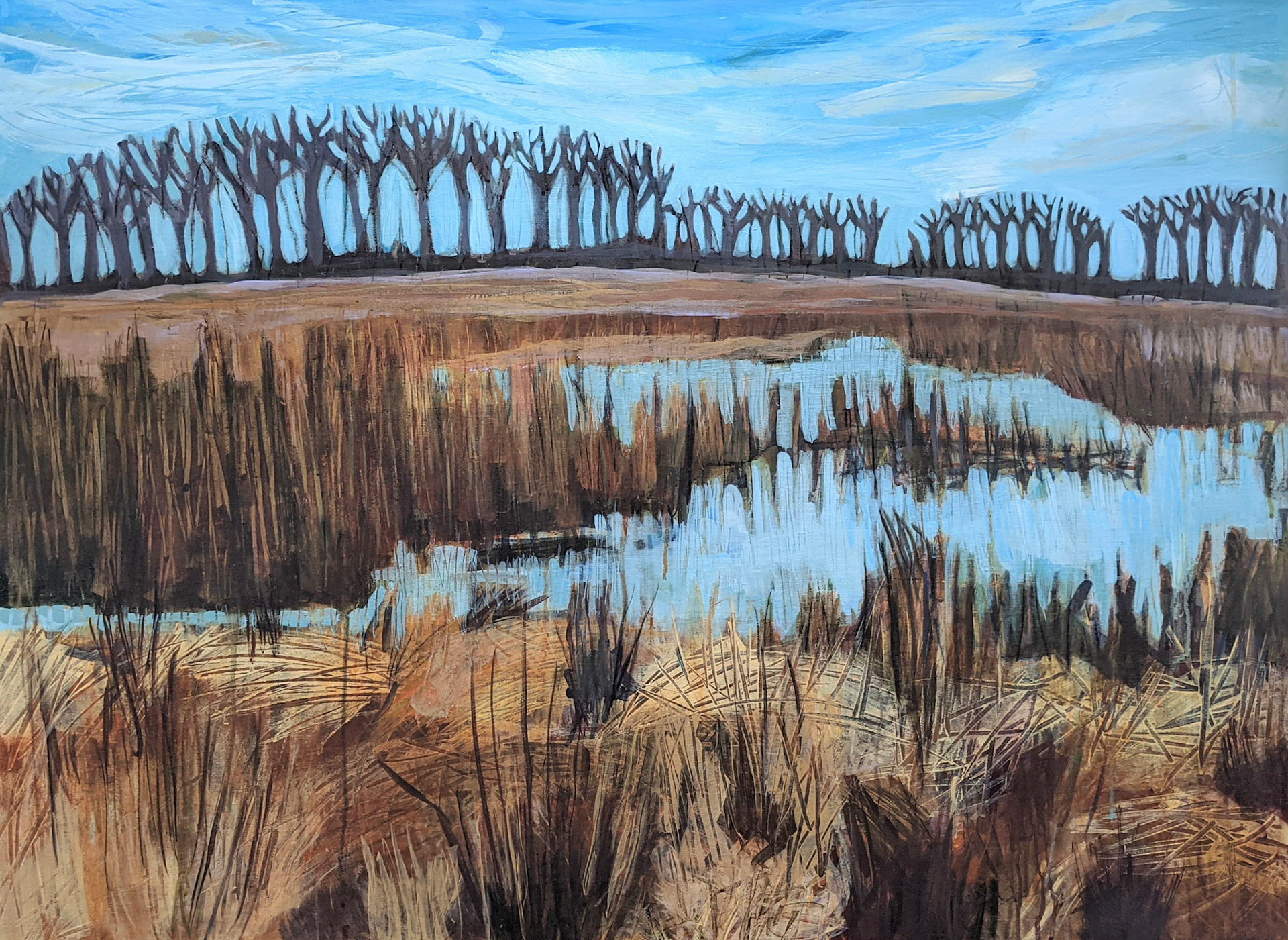 Winter's Wane, Acrylic and mixed-media on canvas, 30 x 40 inches, $795