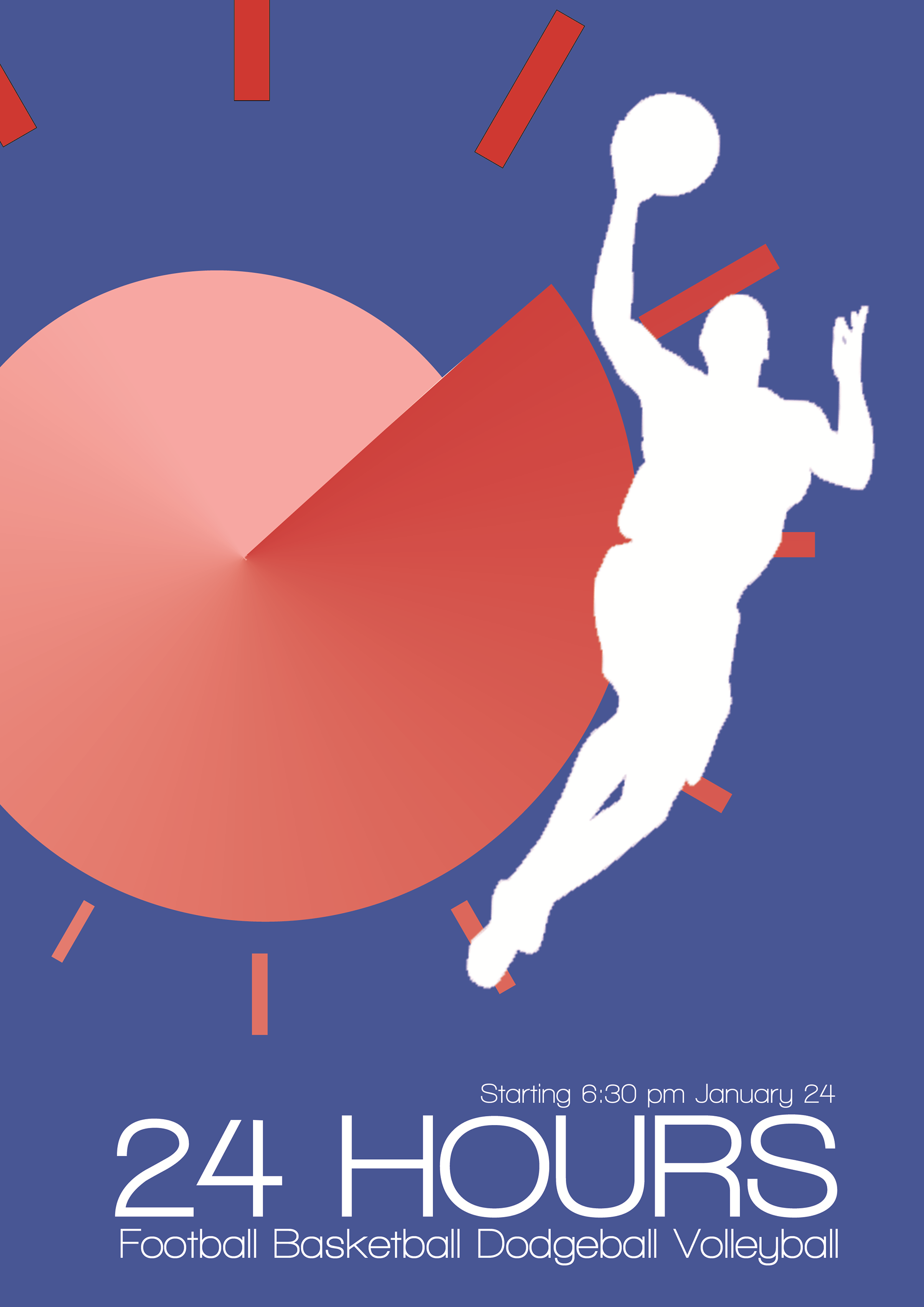 Poster designed to advertise my high school's 24 hour sports event.