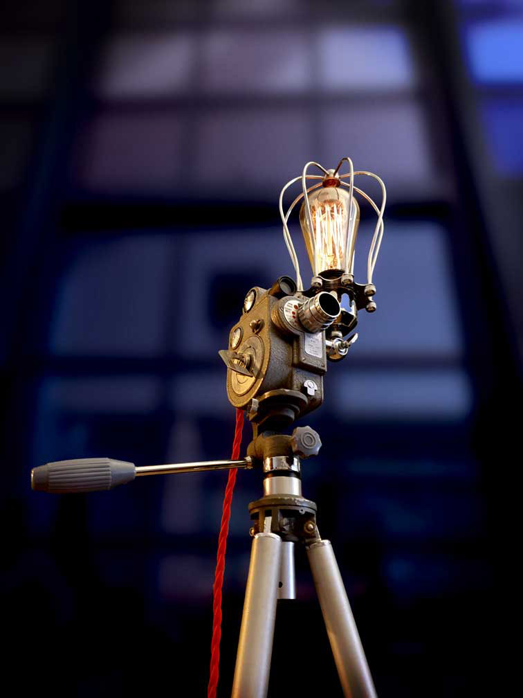 Upcycled Vintage 1940s Revere Movie Camera Tripod Lamp