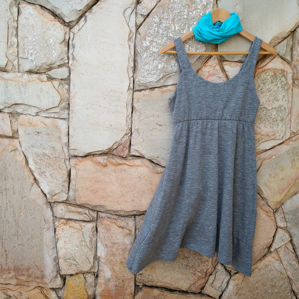 Vestido escapulário mescla - Algodão orgânico com PET reciclado