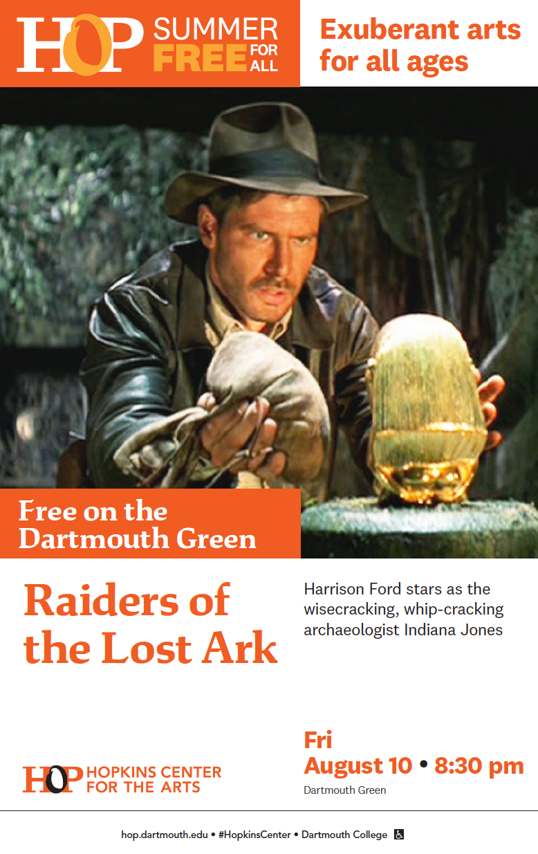 Hopkins Center of the Arts Summer Free for All (Raiders of the Lost Ark) poster