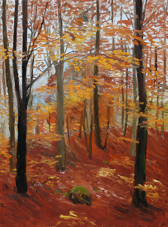 Beech forest, oil on canvas, 85x63 cm.