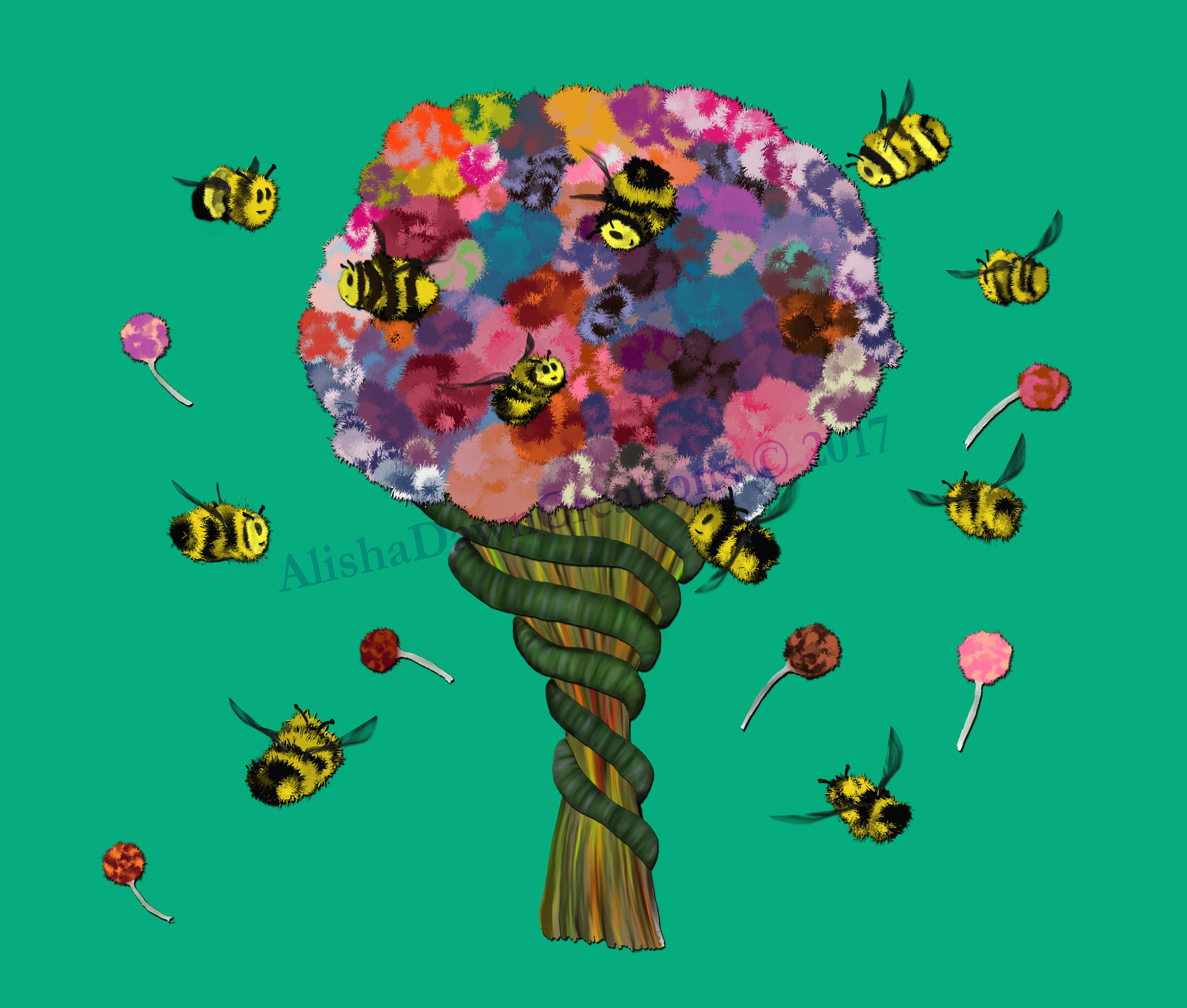 Save the Bees May 5, 2017  Created this for an art contest that asked us to create something floral themed, I decided to combine the floral with the bees to help spread the message to Save the Bees!