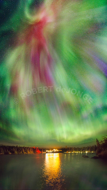 Rock Harbor, Northern lights, Aurora borealis, Lake superior, ferry, Ranger III, Night time