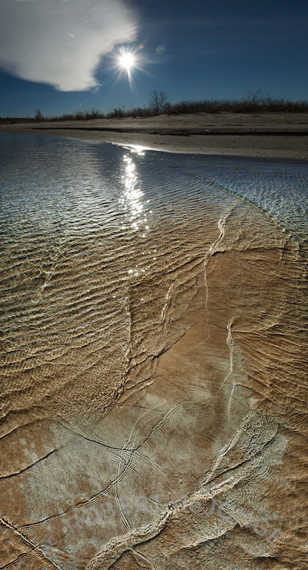 Fisherman's Island State Park, sunrise, shallow, ripples, water flow, cloud