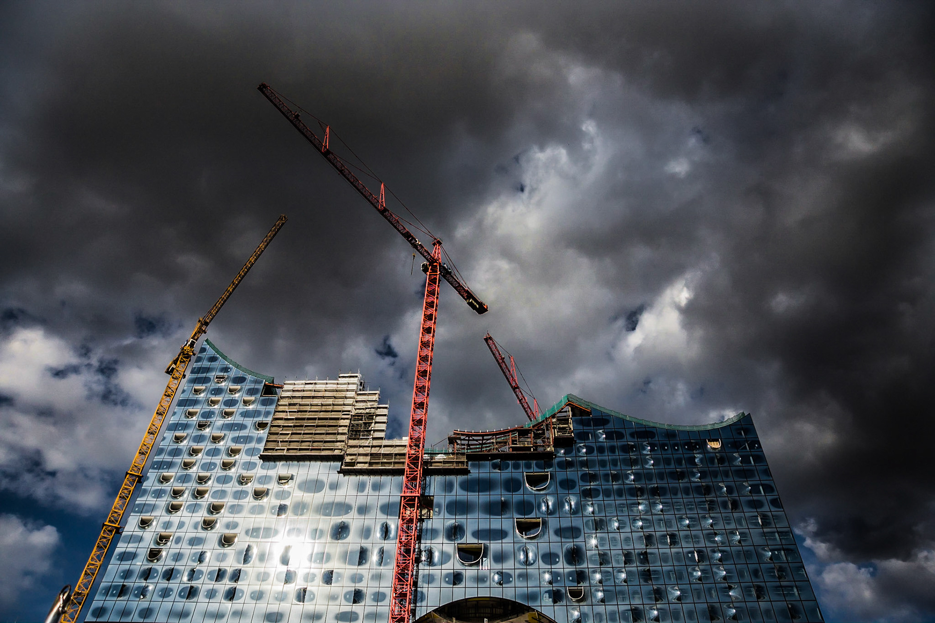 Elbphilharmonie in Hamburg während der Bauphase