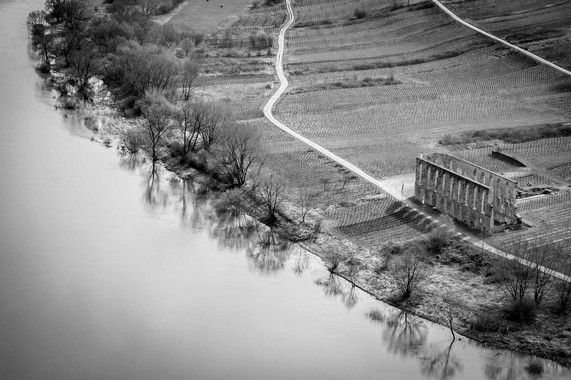 Ruine am Moselufer gegenüber von Bremm