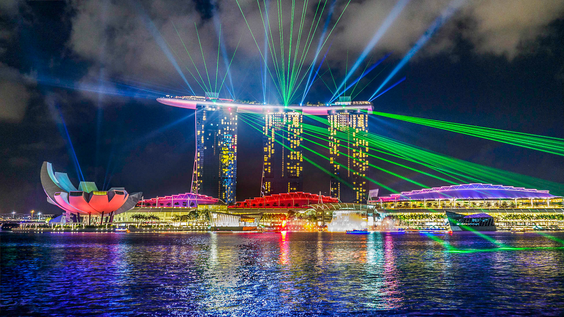 Marina Bay Sands-Hotel Singapur mit Lasershow