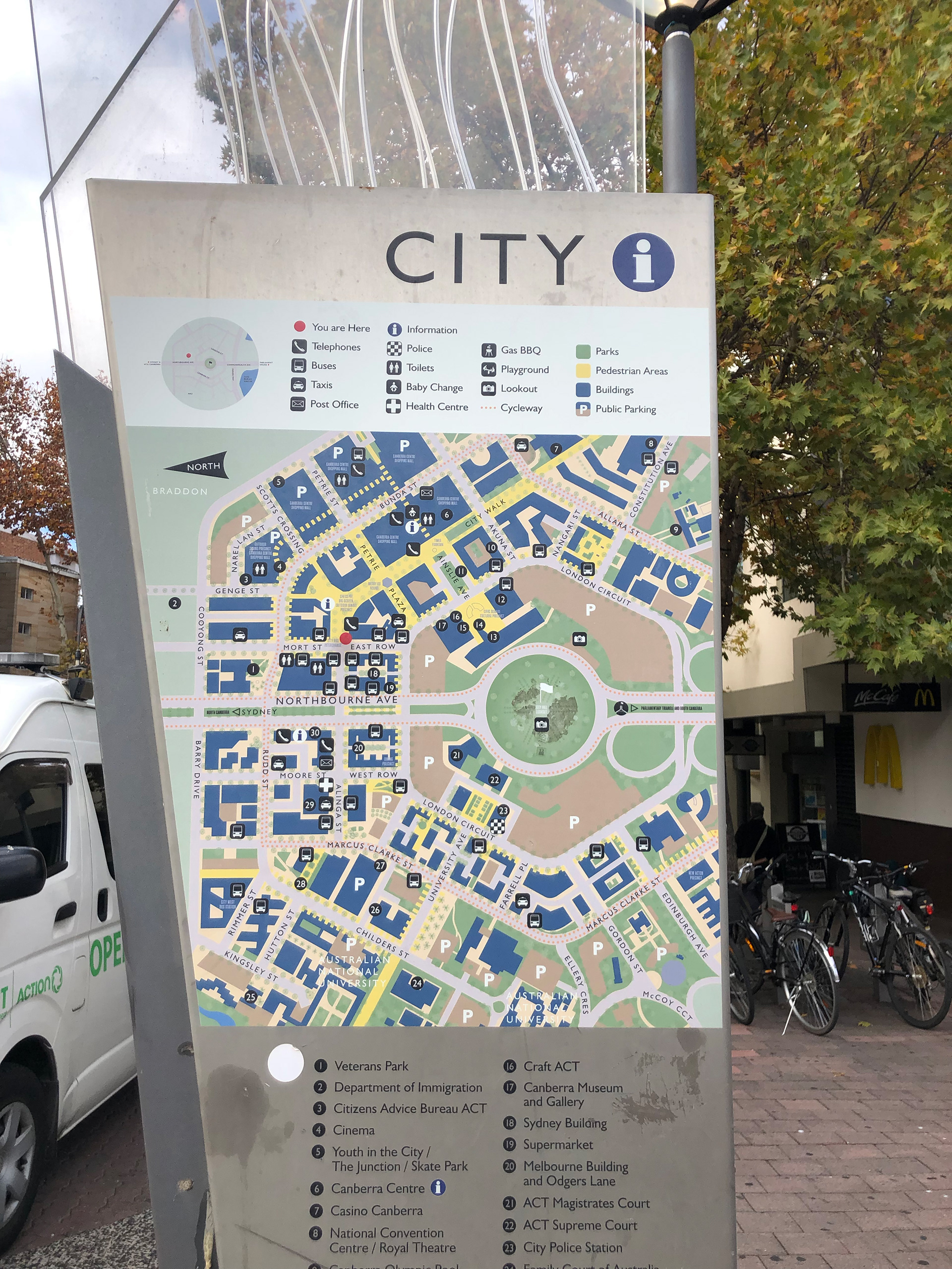 Civic Centre Canberra Map - Normal Colour View
