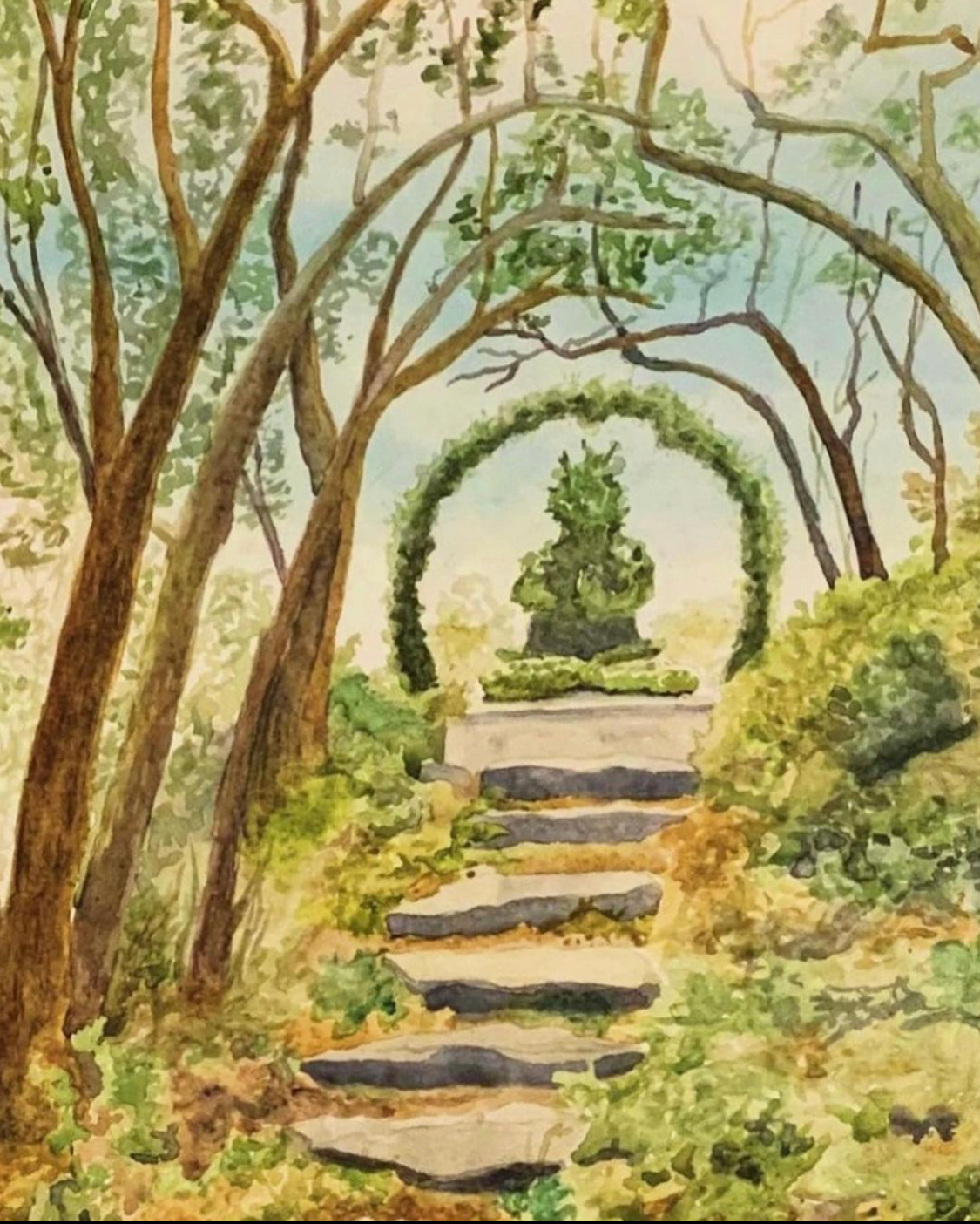 "Buddha of Ladew" 11 x 14 inches, Watercolor