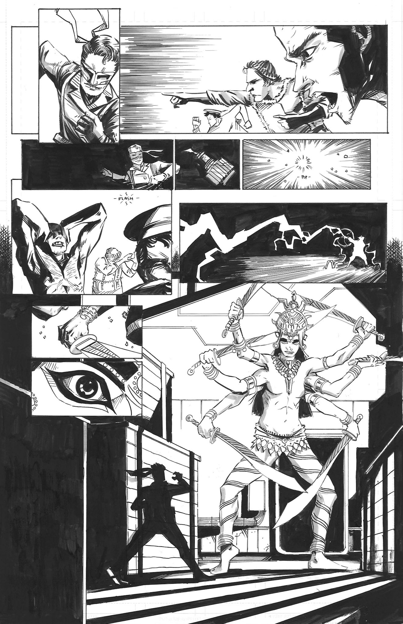 Wolverton Comic Page Fight – Ink and Digital art by Derek Rodenbeck derekro