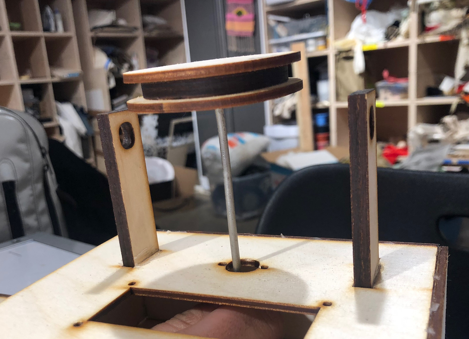 Second Iteration of Distance Encoder: Lowered yarn holders to prevent yarn from slipping out.