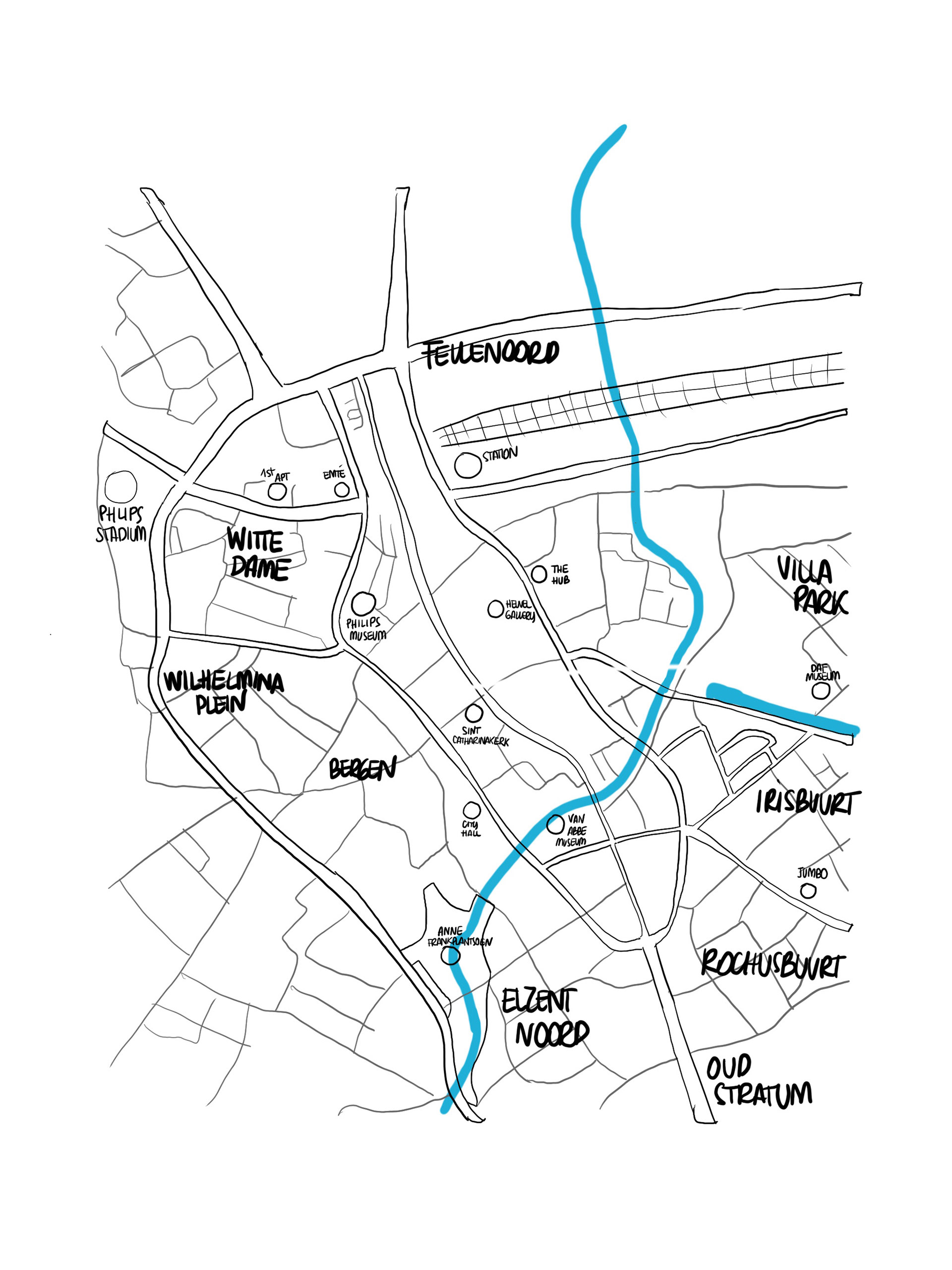 Digital sketch of the map (Eindhoven)