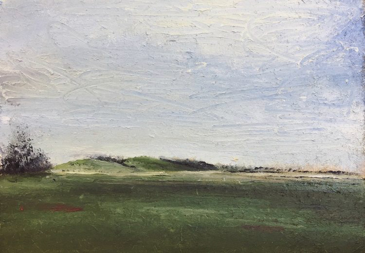Town Moor Daytime. Oil on MDF. 20 x 25cm.