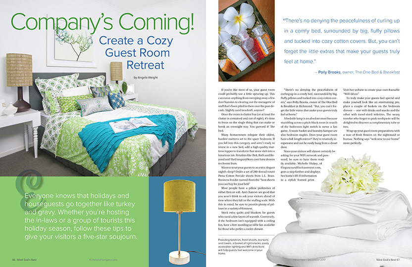 Company's Coming layout — West End's Best Magazine