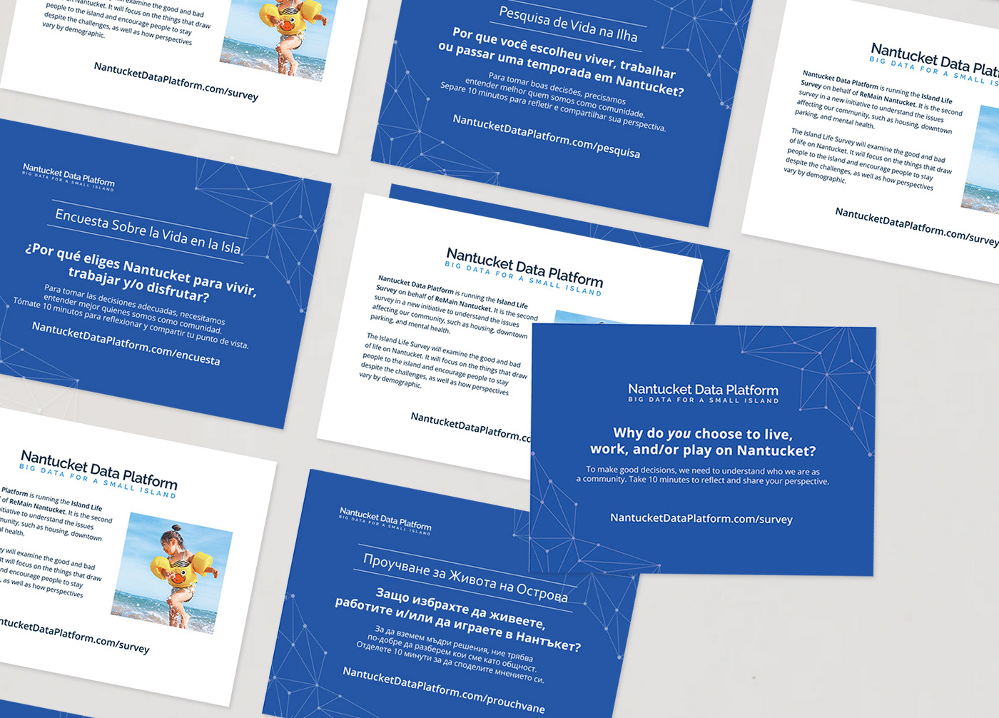 Nantucket Data Platform Postcards (Multiple Languages)