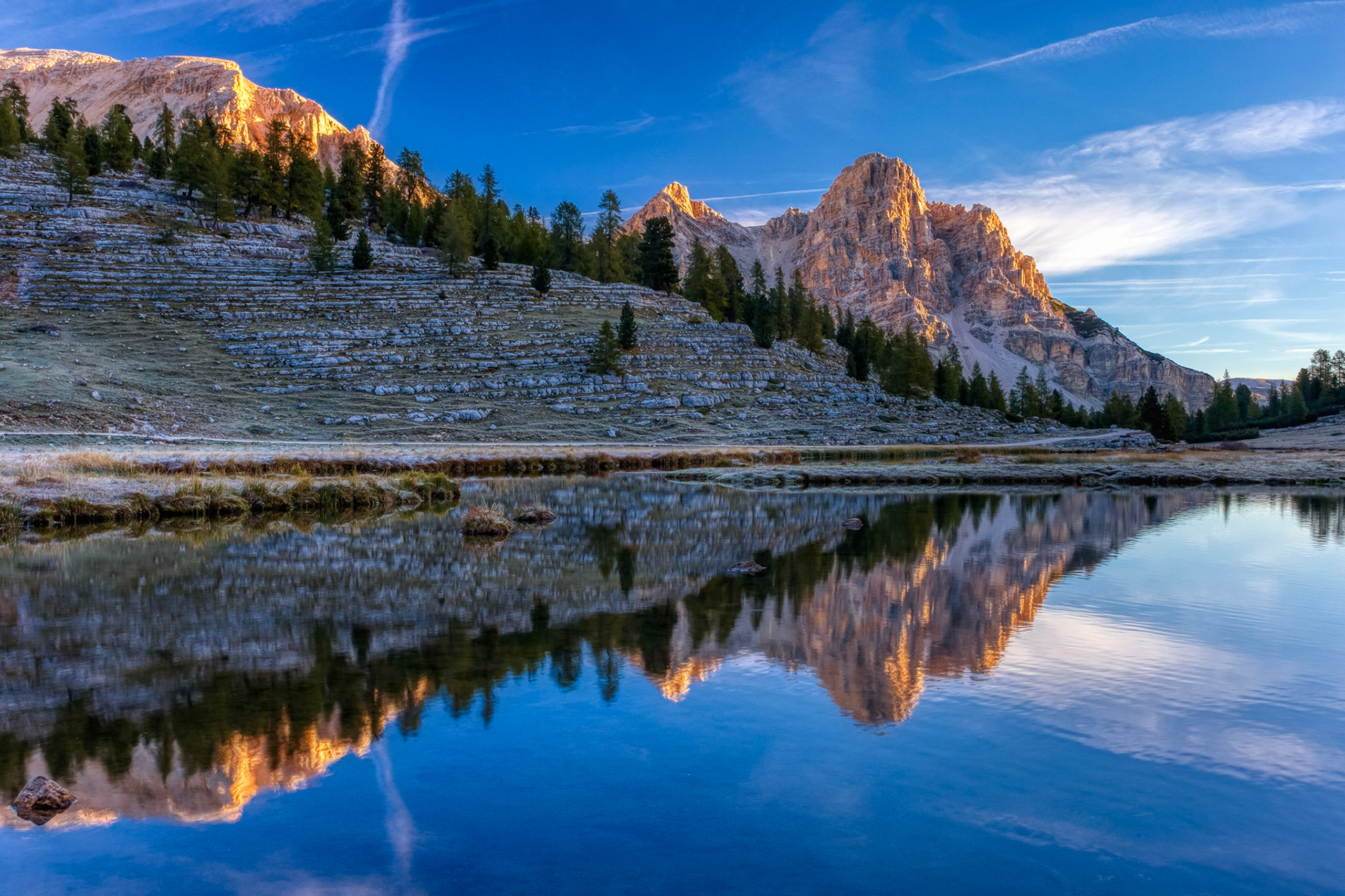 Morning Reflections.
Chilly sunrise at Rifugio Lavarella on Day 3 of our Alta Via 1 trek.