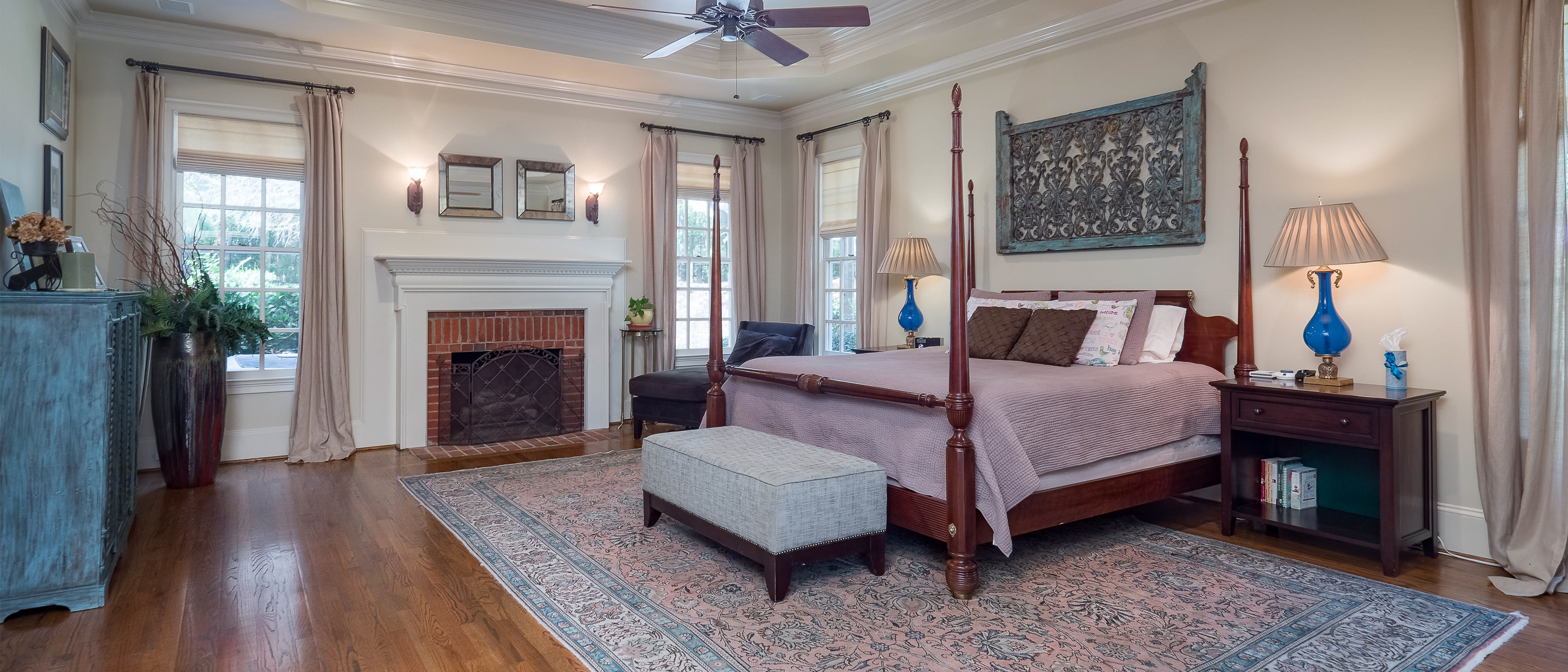 HDR and flash composite of master bedroom in metro Atlanta.