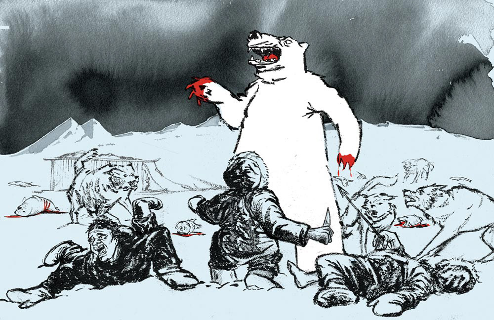 Polar Bear Attack, Arctic Circle, 1949