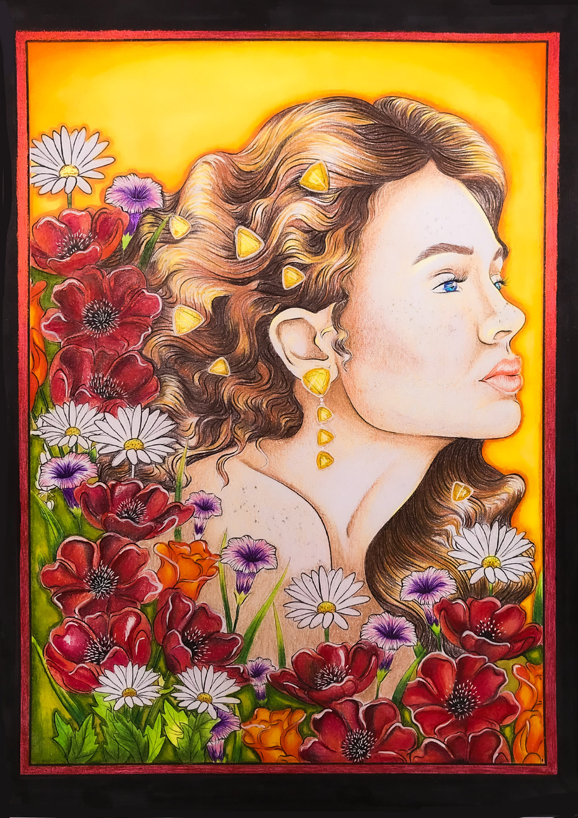 Beautiful Portraits / Wax pencil and alcohol marker illustration