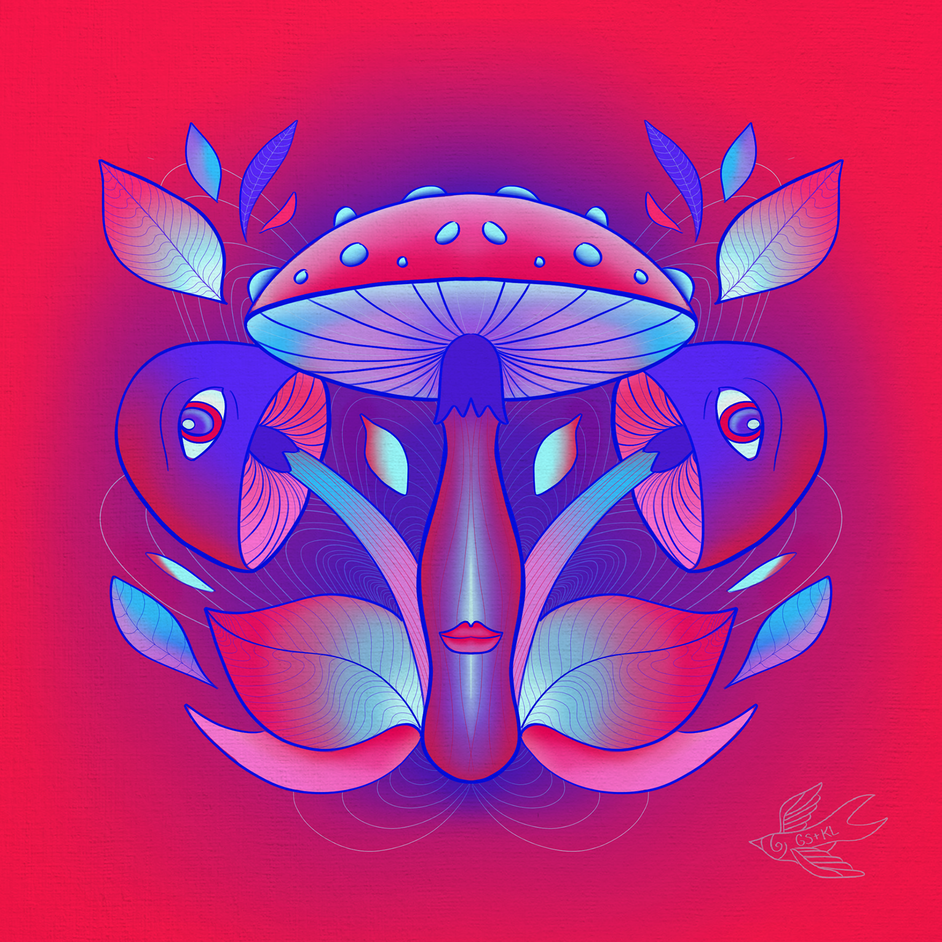 Lady Mushroom, digitally illustrated