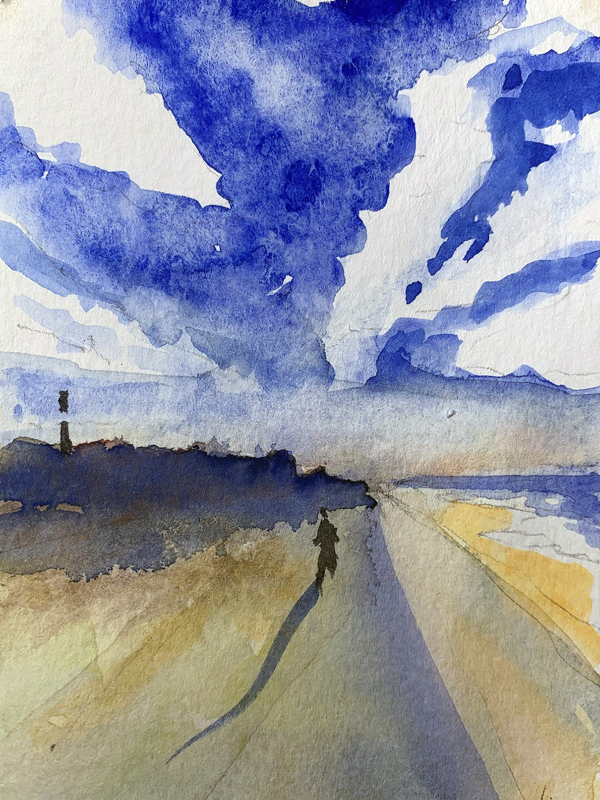 "Saltaire Beach Dawn I", Watercolor on Arches Paper, 2019 